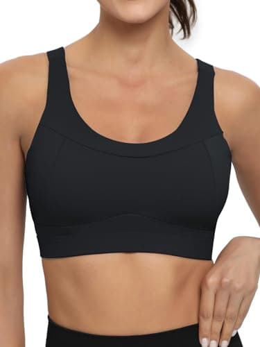 RUNNING GIRL High Impact Sports Bras for Women,Racerback Bra Workout Crop Tops for Women(WX2667 Black,M)