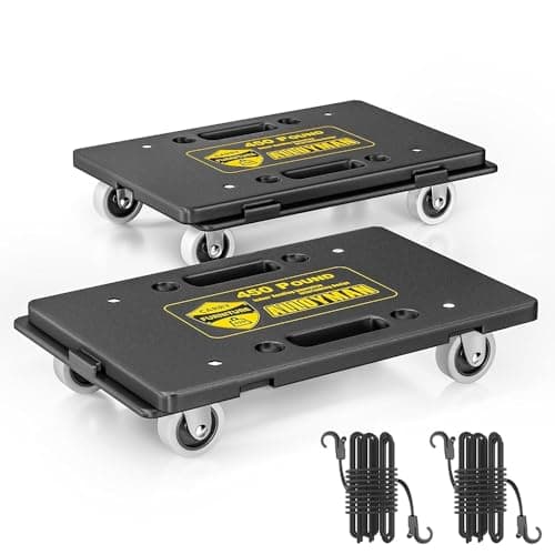 Furniture Dolly,Furniture Movers Dollys with Wheels,16.4inch-11.2inch 450 lbs Capacity, Moving Dolly 4 Wheels Heavy Duty,4 Wheels Small Flat Dolly for Moving Heavy Furniture,2 Pack,Black