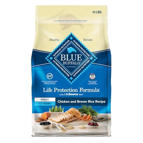 Blue Buffalo Life Protection Formula Adult Dry Dog Food, Helps Build and Maintain Strong Muscles, Made with Natural Ingredients, Chicken & Brown Rice Recipe, 15-lb. Bag