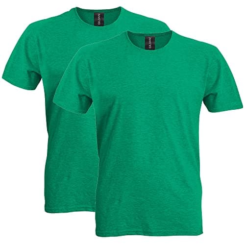 Gildan Adult Softstyle Cotton T-Shirt, Style G64000, Multipack, Heather Irish Green (2-Pack), Large