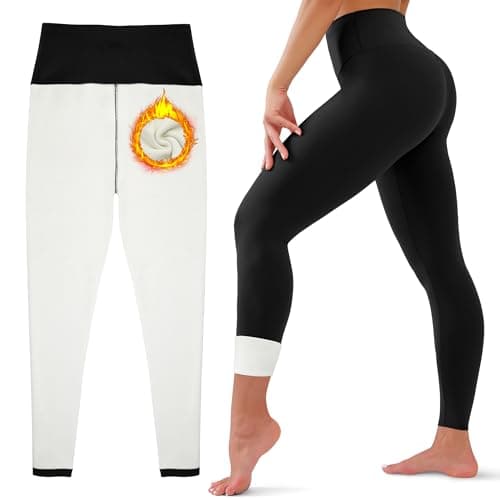 Thick Fleece Lined Leggings for Women Tummy Control High Waisted Workout Thermal Warm Soft Yoga Pants for Cold Winter Black