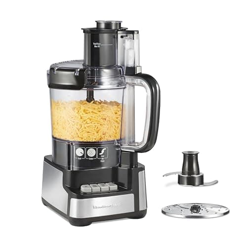 Hamilton Beach Stack & Snap Food Processor and Vegetable Chopper, BPA Free, Stainless Steel Blades, 12 Cup Bowl, 2-Speed 450 Watt Motor, Black (70725A)