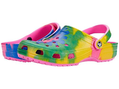 Crocs Unisex-Adult Classic Tie Dye Clogs, Electric Pink/Multi, 6 Women/4 Men