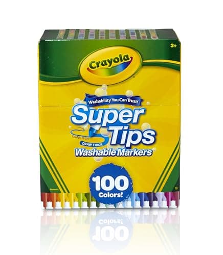 Crayola Super Tips Marker Set (100ct), Fine Point Washable Markers, Drawing Markers for Kids & Adults, Create Thick & Thin Lines, Art Supplies, Ages 3+
