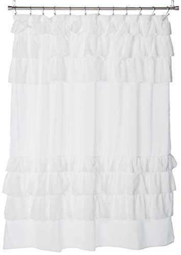 Madison Park Grace White Shower Curtain,Solid Cottage Top Shower Curtains for Bathroom, 72 X 72, White
