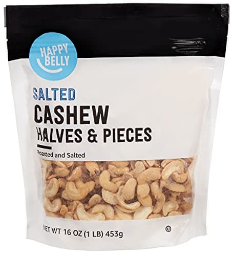Amazon Brand - Happy Belly Cashew Halves & Pieces, Roasted & Salted, 16 ounce