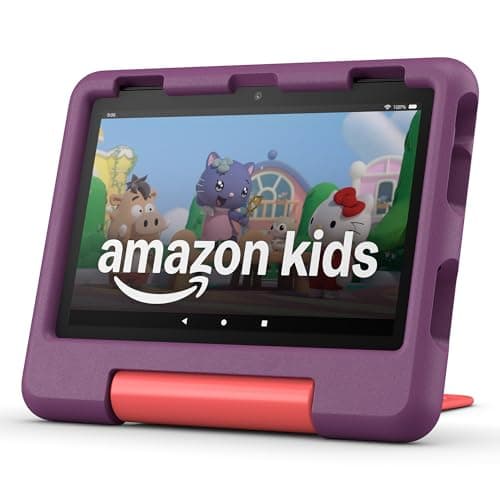 New Amazon Fire HD 8 Kids tablet, ages 3-7 | 3GB memory, bright 8" HD screen. Includes ad-free and exclusive content, parental controls and 13-hr battery, 32GB, Grape, (2024 release)