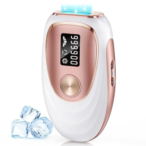 Oreeth IPL Laser Hair Removal Device for Women & Men - Home 45°F Ice-Cooling Contact for Painless & Long-Lasting Results, 86% Hair Reduction in 3 Weeks for Full Body & Bikini Line, Rose Gold