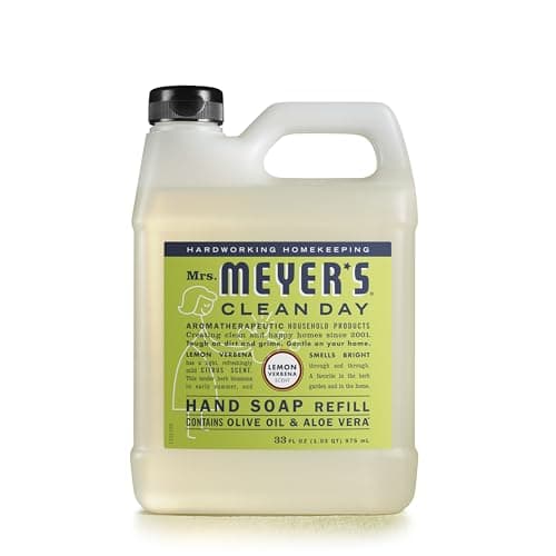 MRS. MEYER'S CLEAN DAY Liquid Hand Soap Refill, Cruelty Free and Biodegradable Formula, Lemon Verbena Scent, 33 oz