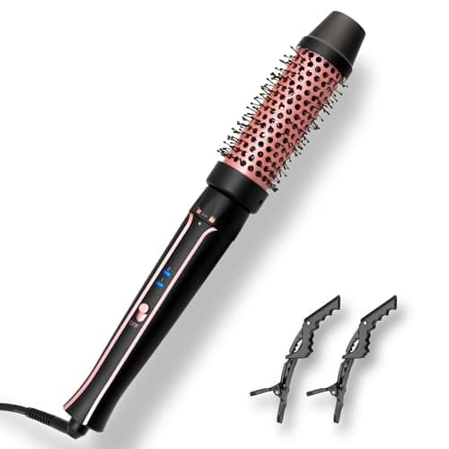 Asani 1.5" Heated Round Thermal Barrel Brush with Detachable Brush Head for Medium Curls, Loose Waves, and Volume - Travel-Friendly Dual Voltage (120-240V) - Straightening Brush for All Hair Types