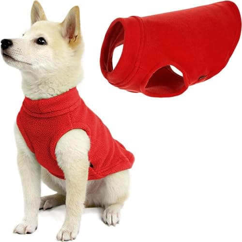 Gooby Stretch Fleece Vest Dog Sweater - Warm Pullover Fleece Dog Jacket - Winter Dog Clothes for Small Dogs, Large Dogs, Boy or Girl - Soft, Super Stretchy Fleece Vest Dog Sweater - Red, Medium