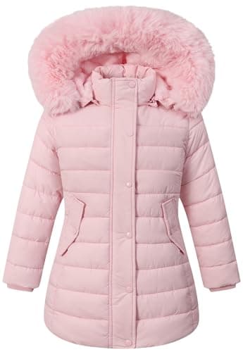 MAJSEBI Girl's Winter Waterproof Warm Long Coat,Kids Puffer Jacket Outerwear Parka,Removable Hood