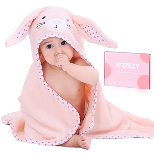 TBEZY Baby Hooded Towel with Unique Animal Design Ultra Soft Thick Cotton Bath Towel for Newborn (Bunny)