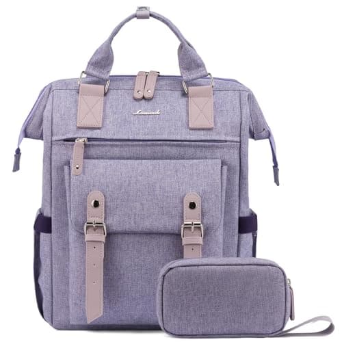 LOVEVOOK Laptop Backpack Purse for Women, Cute College School Backpack Bookbag For Teenager Girls, Teacher Nurse Bags Work Travel Backpack, Business Computer Laptop Bag Daypack, 15.6 Inch, Purple