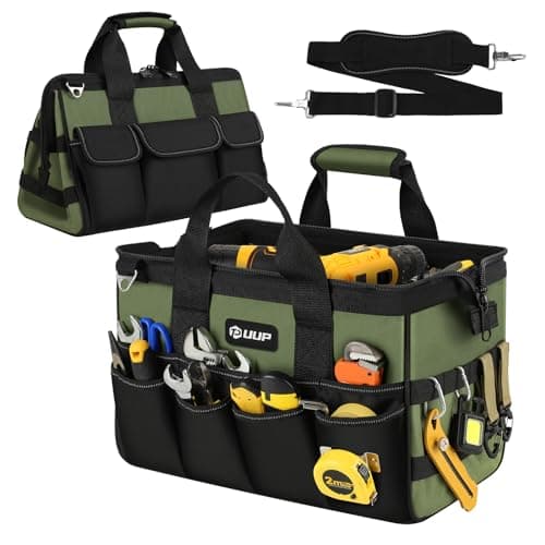 UUP Heavy Duty Tool Bag 15-Inch, 16-Pocket Portable Tool Box Organizer Storage, Tactical Carry Tote Toolbox with Large Zipper, Adjustable Shoulder Strap, Father Day Dad Men Mechanic HVAC Engineer Gift