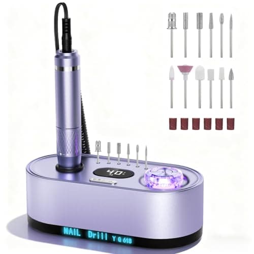 Electric Nail Drill 40000RPM with LCD Display - Professional Nail File Kit E File Machine for Acrylic Gel Nails, Low Noise & Vibration for Salon and Home Use