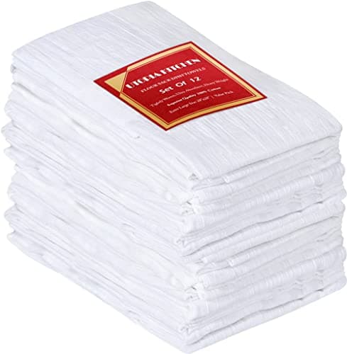 Utopia Kitchen [12 Pack - 28 x 28 Inches White Flour Sack Towels 100% Cotton Tea Towels for Cleaning & Drying - Highly Absorbent Kitchen Dish Towels