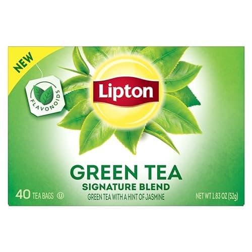 Lipton Signature Blend Green Tea Bags, Unsweetened Teabags for Hot Tea or Iced Tea with Caffeine and Flavonoids, 40 Total Tea Bags