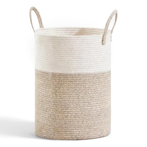 Pinbuton Cotton Rope Laundry Basket, 58L Foldable Dirty Clothes Basket, Blanket and Children's Toys Storage Basket, for Bathrooms, Nurseries, Living Rooms, Bedrooms, and Home Storage