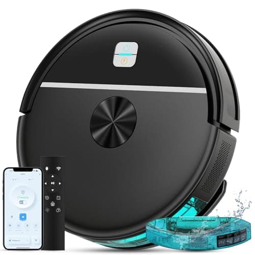 ECOHOME Robot Vacuum and Mop Combo,3500Pa Powerful Suction, with Wi-Fi/App/Remote,2 in 1 Mopping Robot Vacuum Cleaner,Dustbin and Watertank, for Pet Hair,Hard Floors and Low Pile Carpet,Black