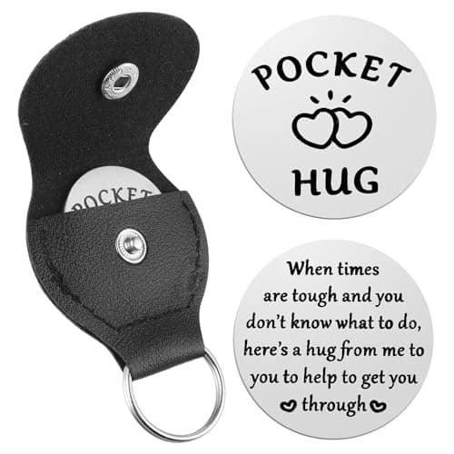 Mabor Pocket Hug Token A little Pocket Hug Coin Holder Keychain Stainless Steel Double Sided Coin Thoughtful Gifts for Cancer Patients Must Have Hug Gifts for Men Women Female