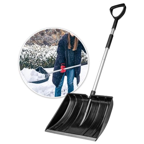 OCGIG Snow Shovel for Driveway Car Garage Home Snow Removal, Heavy Duty 48inch Long Large Capacity Portable Folding Snow Shovel with D-Grip Handle Aluminum Strip for Garden Car Camping Outdoor