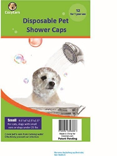 CozyEars Cat Shower Caps for Cats and Small Pets 12 pcs; Ear Infection Prevention, Ears Drops, Cats, Bath, Rain, Water