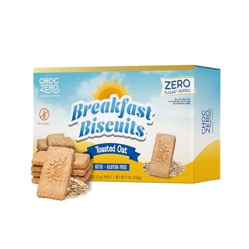 ChocZero Toasted Oat Breakfast Biscuits – No Added Sugar, Keto & Gluten Free High Fiber Snack Cookies, 30 Per Box (9 oz)