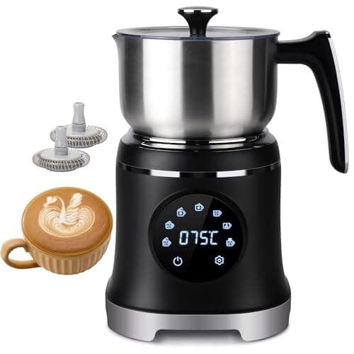 VIPDIGI 7-IN-1 Milk Frother, 20.3 OZ Milk Frother and Steamer with Temperature Control Stainless Steel Electric Milk Frother Dishwasher Safe Hot and Cold Foam for Latte Hot Chocolate Cocoa (Black)