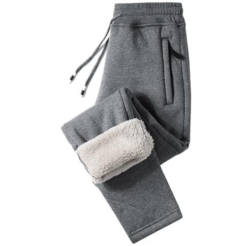 Warm Winter Sherpa Fleece Jogger Sweatpants - Men's & Women's Essentials - Dark Gray, Medium