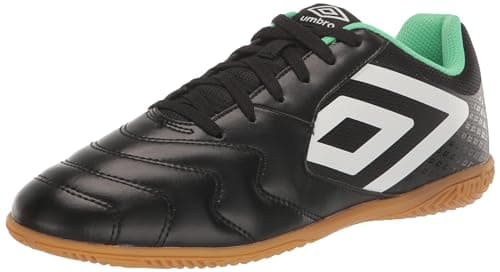 Umbro Men's Sala 5 IC Indoor Soccer Shoe, Black/White/Green, 12.5