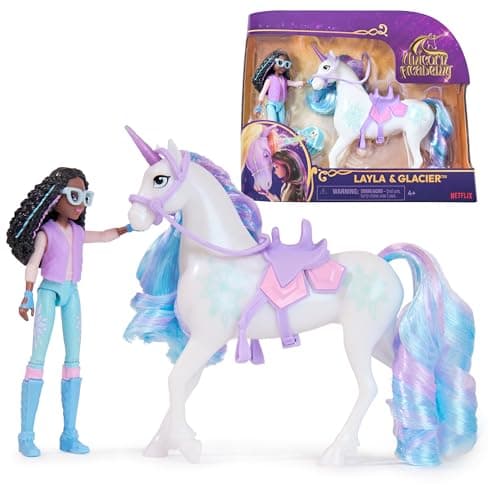 Unicorn Academy, Layla & Glacier Set with 2 Riding Accessories & Hair Styling Tool, Dolls & Unicorn Toys for Girls Ages 4 and up