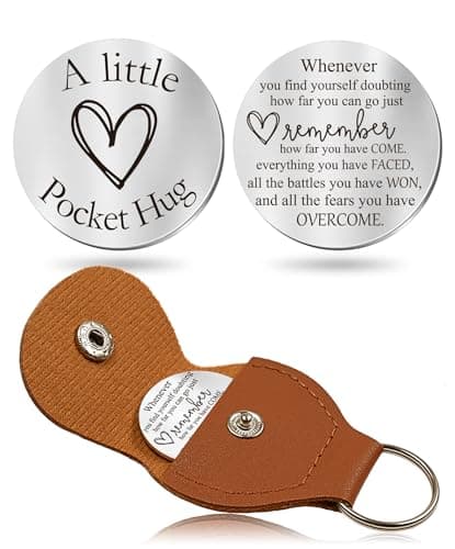 OUMILAN Pocket Hug Token Gifts for Men Boyfriend Girlfriend Inspirational Gift for Son Daughter Brother with Leather Keychain (Sobriety)