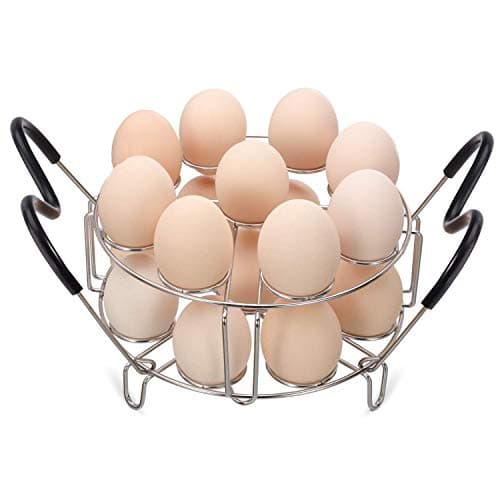 Maxracy Stackable Egg Steamer Rack Trivet 9 holes with Heat Resistant Handles for Instant Pot Accessories Stainless Steel Egg Assit fits 6qt 8qt Pressure Cooker(9 Holes Handle Set)