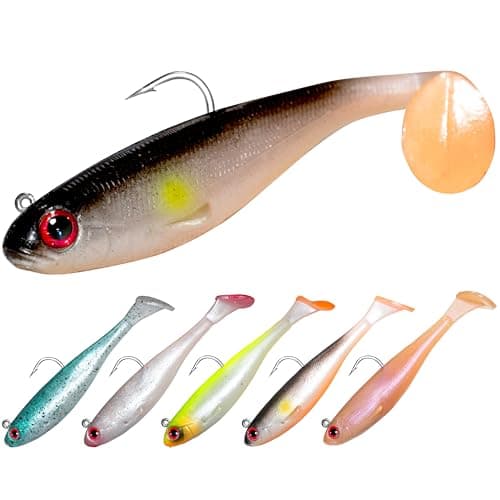 XINAMBYH Soft Fishing Lures for Bass Fishing:Pre-Gigged Swim Baits for Saltwater or Freshwater.Soft Plastic Fishing Accessories.(3.5in,0.42oz)