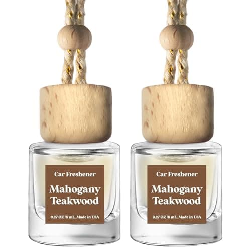 C Classy Car Air Freshener Hanging 2 Pack, Mahogany Teakwood Essential Oil Diffuser for Cars, Cute Car Accessories, Long-Lasting Fragrance, C ar Air Fresheners for Women & Men Gift, Made in USA