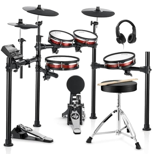 Donner DED-200 MAX Electronic Drum Set with Industry Standard Mesh Heads, 10'' Snare, 8“ Tom, 10'' Tom, 12'' Crash, 450+ Authentic Sounds for Optimal Performance and Feel NEW