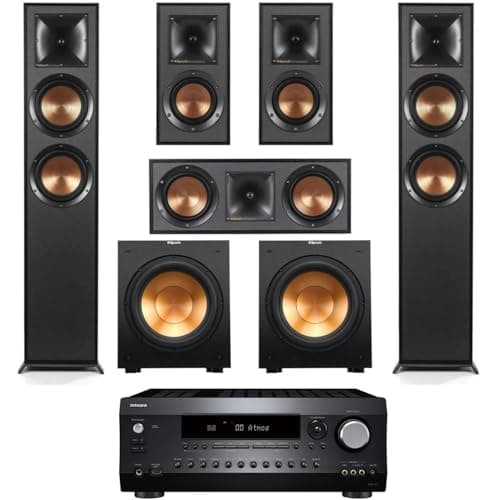 Klipsch Reference 5.2 Home Theater System, Bundle 2X R-625FA Floorstanding 2X R-12SW Subwoofer, R-52C Center, R-41M Bookshelf Speakers, and Integra DRX 3.4 100W 9.2-Channel 8K Network AV Receiver