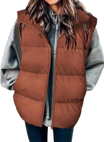 Zeagoo Puffer Vest Women Lightweight Stand Up Collar Sleeveless Vests Gilet Quilted Zip Up Packable Jackets Coat