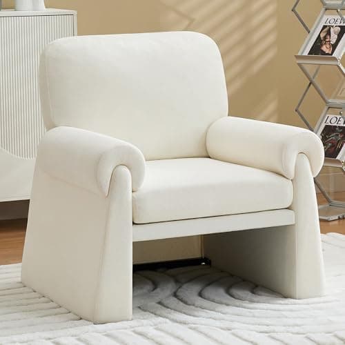 CACFTII Oversized Accent Chair, Comfy Living Room Chairs, Single Sofa Chair with Thick Cushion and Armrests, Upholstered Arm Chair for Living Room, Modern Armchair, Reading Chair for Bedroom, Beige