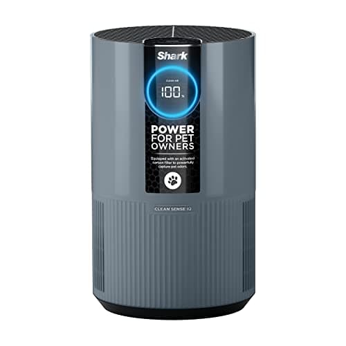 Shark HP102PETBL Clean Sense Air Purifier for Home, Allergies, Pet Hair, HEPA Filter, 500 Sq Ft Small Room, Bedroom, Captures 99.98% of Particles, Pet Dander, Fur, Allergens & Odor, Portable, Midnight