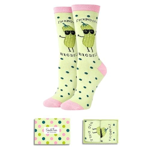 Funny Socks Gift Ideas for Women - Pickle Gifts, Big Dill Socks, Novelty Silly Cool Crazy Socks for Teen Girls, Valentines Day Gifts for Her