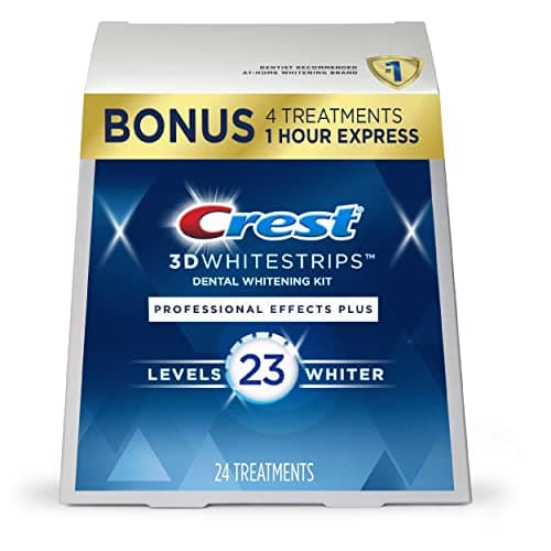 Crest 3D Whitestrips Professional Effects Plus, 3D White, Teeth Whitening Strip Kit, 48 Strips (24 Count Pack), Crest Teeth Whitening Strips, Teeth Whitening Kit