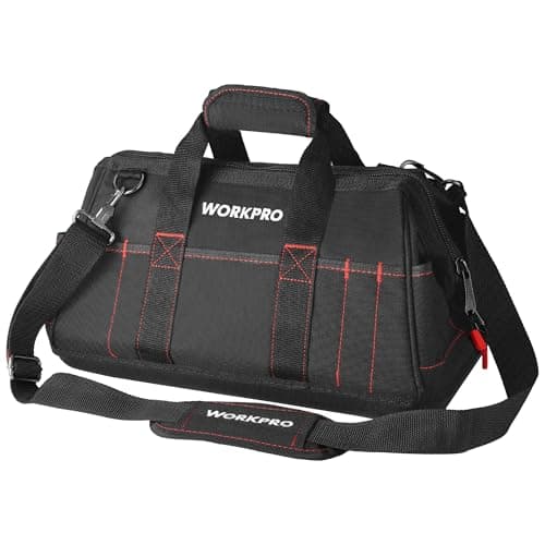 WORKPRO 16-inch Close Top Wide Mouth Tool Storage Bag with Water Proof Rubber Base, W081022A, 16"