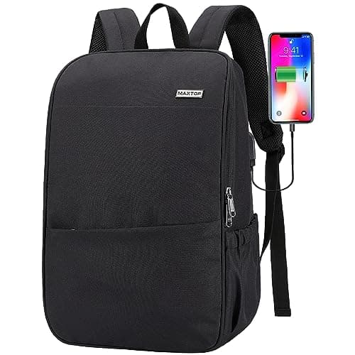 MAXTOP Deep Storage Laptop Backpack with USB Charging Port[Water Resistant] College Computer Bookbag Fits 15 Inch Laptop Black