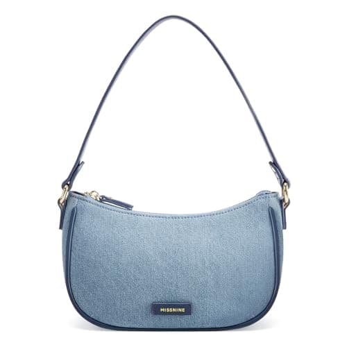 Missnine Fringe Denim Purse Hobo Handbag for Women Jean Purse Clutch Crescent Shoulder Bags Small Distressed Mini Tote Bag Blue