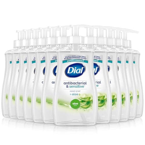 Dial Antibacterial Defense Liquid Hand Soap + Aloe, Aloe Scent, 11 Fl Oz (Pack of 12), Dermatologist-Tested Hand Wash, Gentle Formula