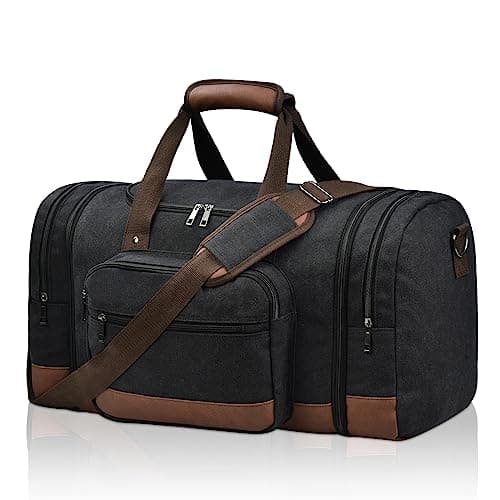 Litvyak Duffle Bag for Travel, Carry on Bag Travel Bags for Men Canvas Travel Duffel Bags Overnight Weekend Gym Bag Carry On Luggage Bags (Black)
