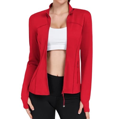 YOKGO Women's Workout Jackets Full Zip Running Yoga Jackets Lightweight Athletic Clothes with Thumb Holes