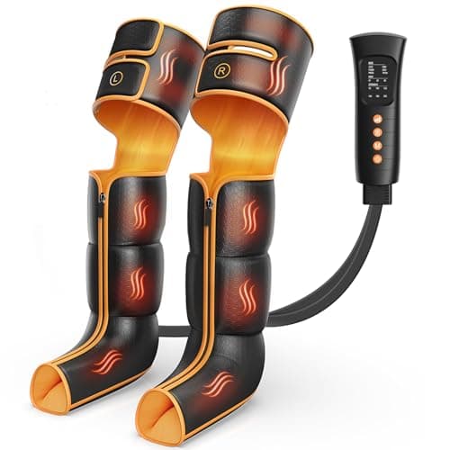 Leg Massager with Heat and Compression, Foot and Full Leg Massager for Circulation and Pain Relief, Sequential Compression Boots with 6 Modes, 6 Intensity, 3 Heat, Gifts for Mom, Dad, Athletes